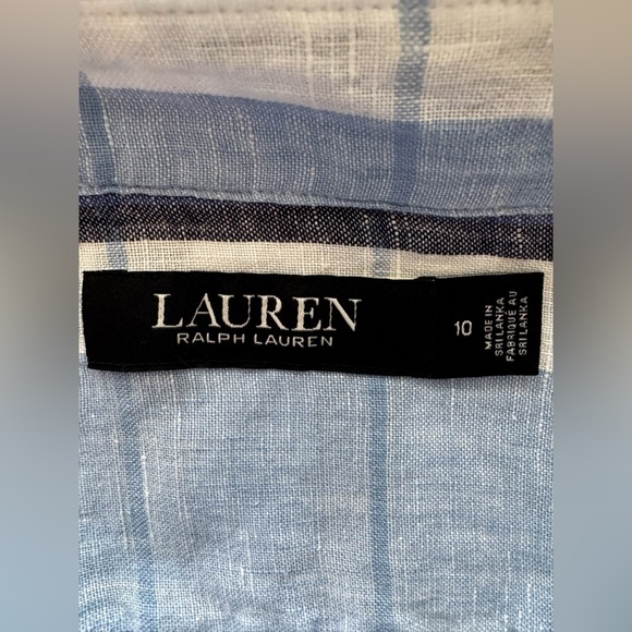 Lauren Ralph Lauren 100% Linen Plaid Floral Shirtdress Size 10 - Picture 7 of 8